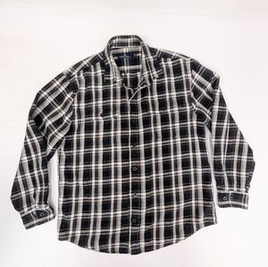 Rainforest Black And White Cotton Flannel Long Sleeve Button Down XL [121]